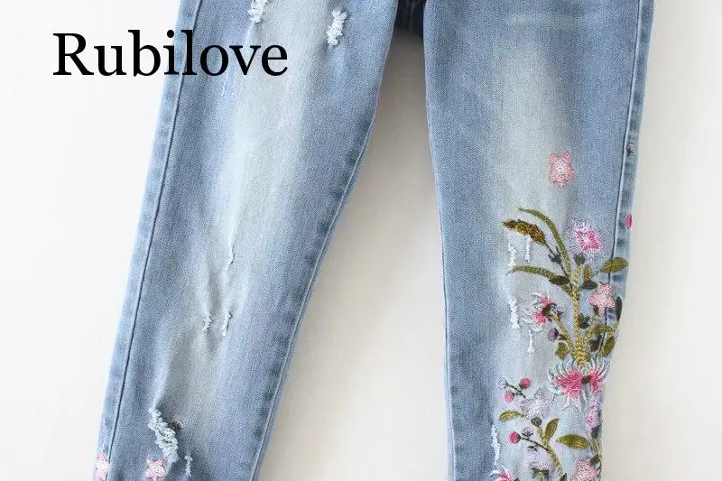 Rubilove/джинсы с вышивкой в европейском и американском стиле