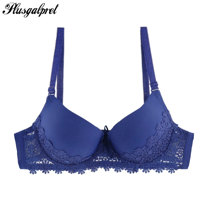 

Plusgalpret Super Push Up Padded Bras Floral Lace Embroidery Female Lingerie Deep V B C Cup Sexy Big Size Bra Women Brassiere