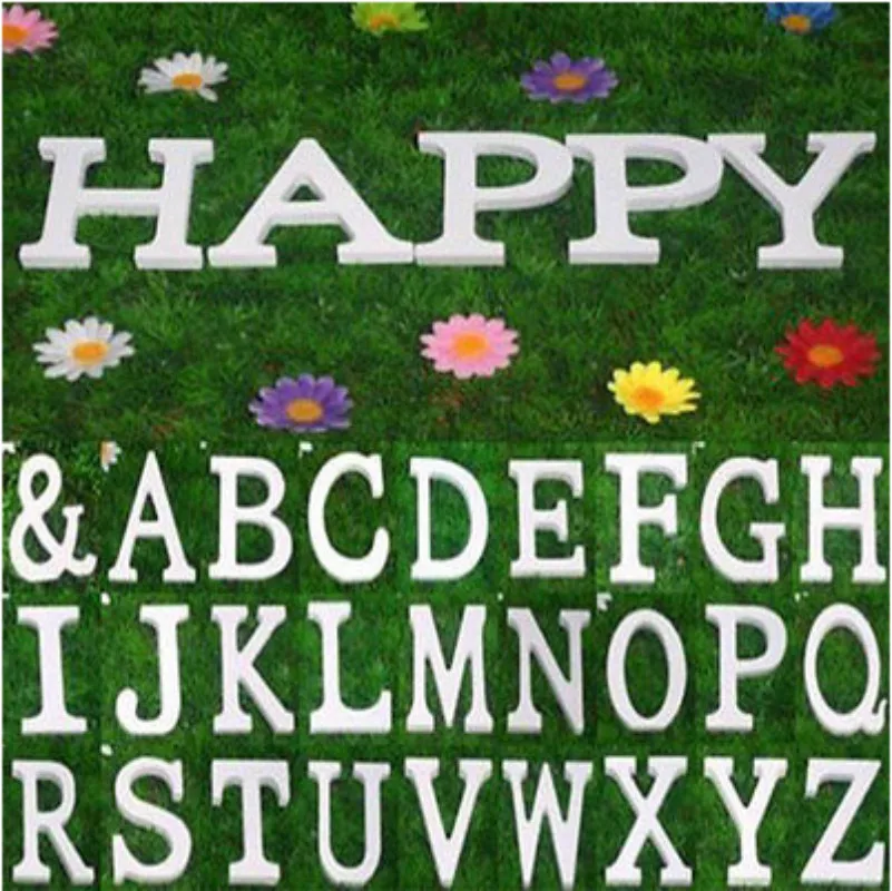 1pcs Wooden Letter Alphabet Word Wood White English Letters For Kids Boy Girls Baby Shower Happy Birthday Wedding Decor Supplies