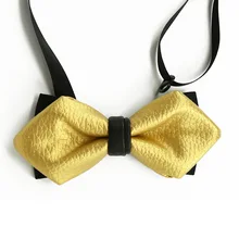 Острый галстук-бабочка ручной работы высшего класса из искусственной кожи золотого цвета, мужской классический модный галстук-бабочка унисекс