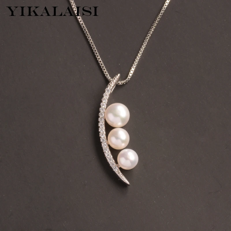 

YIKALAISI 925 Sterling Silver Necklaces Jewelry For Women 4-6mm Oblate Natural Freshwater Pearl Pendants 2021 Wholesales
