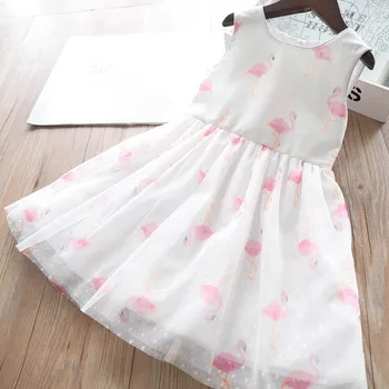 

Girl Flamingos Oggen Yarn Dress Baby Vest Dress 2020 Spring Children's Clothing Wholesale