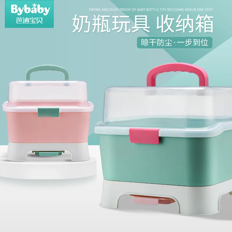 

Feeding Bottle Storage Box Drying Rack Flip Dustproof Storage Box Baby Tableware Storage Box Milk Box