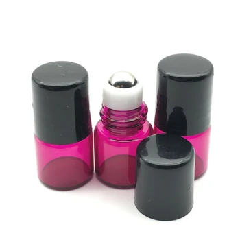 

Hot 500pcs Refillable Roller 1ml Perfume Glass Bottles for Essential Oils Roll on Rose-red Mini Roller Bottle Fast Shipping