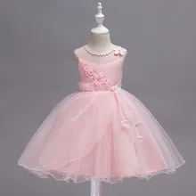 Нарядное платье принцессы с цветочным узором для маленьких девочек; элегантное праздничное платье-пачка для маленьких девочек на день рождения; Рождественская одежда с аппликацией; От 2 до 15 лет