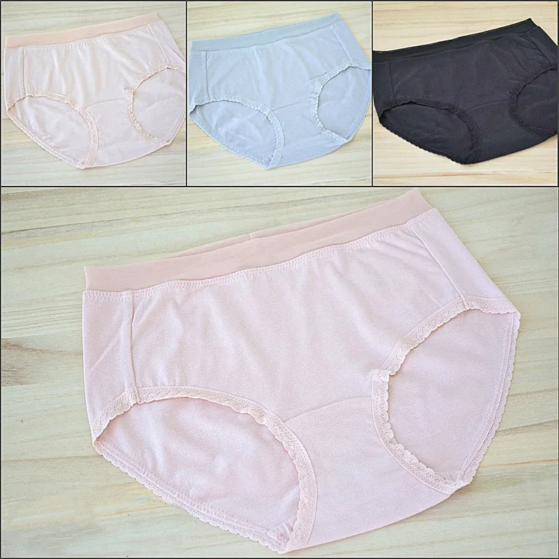 

Women's Short Panties With Lace Mid Waist Breifs Smooth Underpants Japanese Underwear Female Lingerie Invisible Large Size