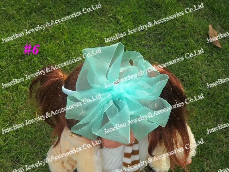 120 шт 5,5 дюйма большие повязки на голову из органзы Цветочные банты для волос для девочек аксессуары для волос популярные заколки для волос