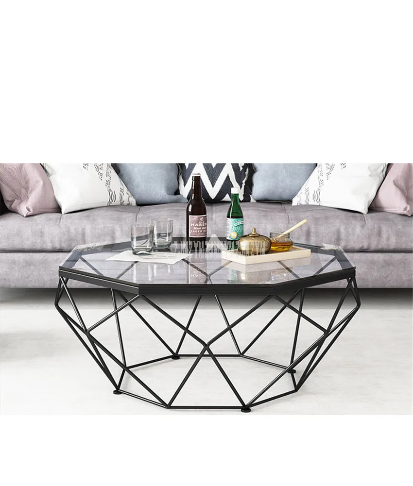 Чайный столик в скандинавском стиле с металлическим рисунком, маленький креативный Настольный столик из закаленного стекла с железной ножкой для гостиной, 57 см/67 см/77 см/87 см