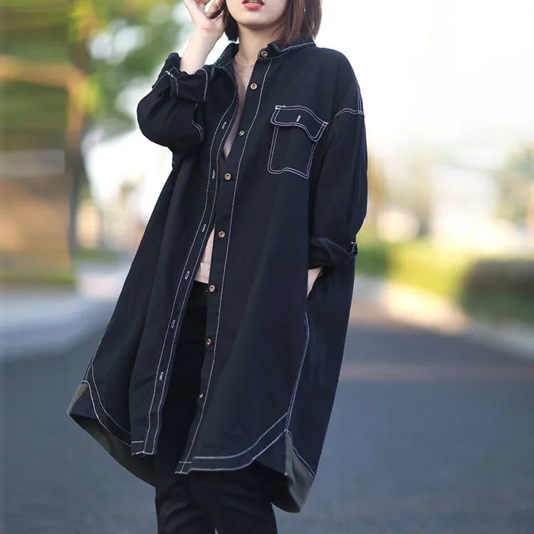 

[EWQ] 2019 Autumn New High Quality Lapel Long Sleeve Single Breasted Vintage Loose Windbreaker Women Coat Femals Clothing AH181
