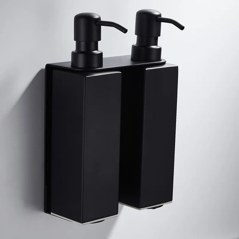 3Pcs Soap Dispenser set Wall mounted Black bathroom Hand Liquid Soap holder soap dispenser 304 Stainless Steel Shampoo bottles