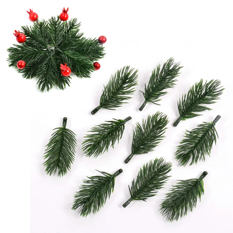 

10pcs Plastic Artificial Plants Pine Branches Christmas Tree Wedding Decorations DIY Handcraft Supply Kids Gift Bouquet