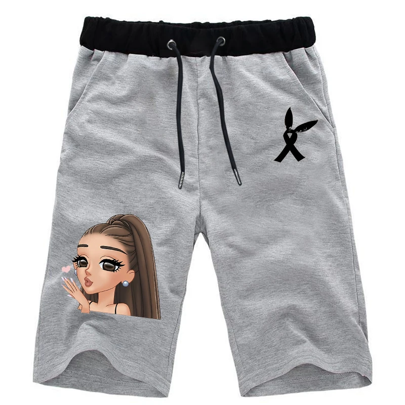 Летние мужские шорты Ariana Grande, спортивные шорты, пляжная одежда, мужские короткие штаны, дышащие, с эластичной резинкой на талии, модные прямые пляжные шорты