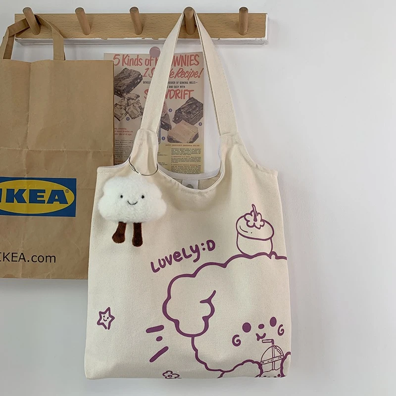 evenwicht opblijven parallel Vrouwen Leuke Draagtas Canvas Schoudertassen Meisjes Shopper Fashion Casual  Grote Capaciteit Student Kawaii Cartoon Hond Print Handtassen|Schoudertassen|  - AliExpress