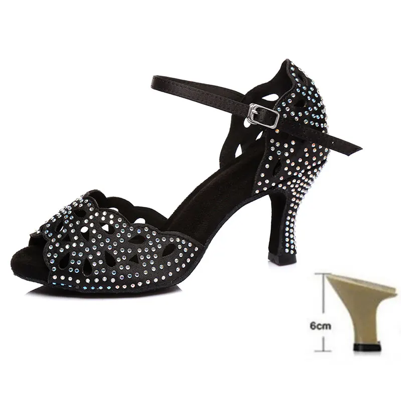 Бальные Обувь для танцев для Для женщин женские Туфли для латинских танцев для девочек, профессиональная Танго Танцы обувь 6/7. 5/8. 5/туфли на высоком каблуке(10 см); Танцы - Цвет: Black 6cm