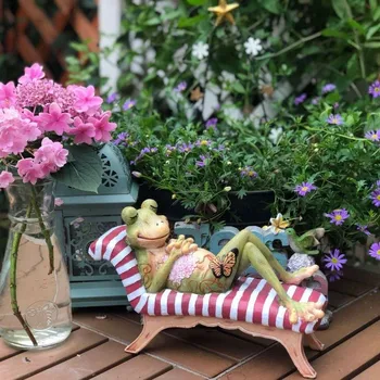 

Garden Decoration Animals Outdoor Resin Sofa Frog Sculpture Terrace Gardening Grocery Desktop Ornaments