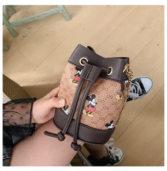 

Disney Brand Chain Small Messenger Bag Mini Flap Girl Fashion Purses Clutch Mickey Mouse Korean Change Money Bag