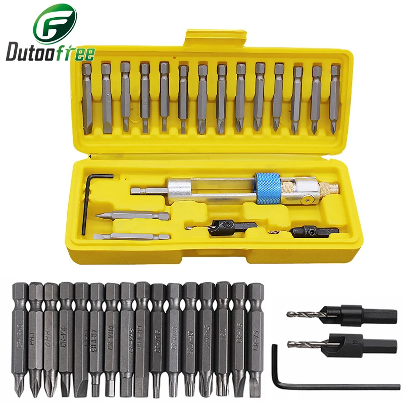 1Set 20PCS Half Time Drill Multi Screwdriver With Box High Speed Steel Swap Drill Bit Quick-Change Driving Repair Tools Set 8 piece 105 ° angle socket drill adapter screwdriver set high speed steel quick release corner drill connecting shaft hand tools