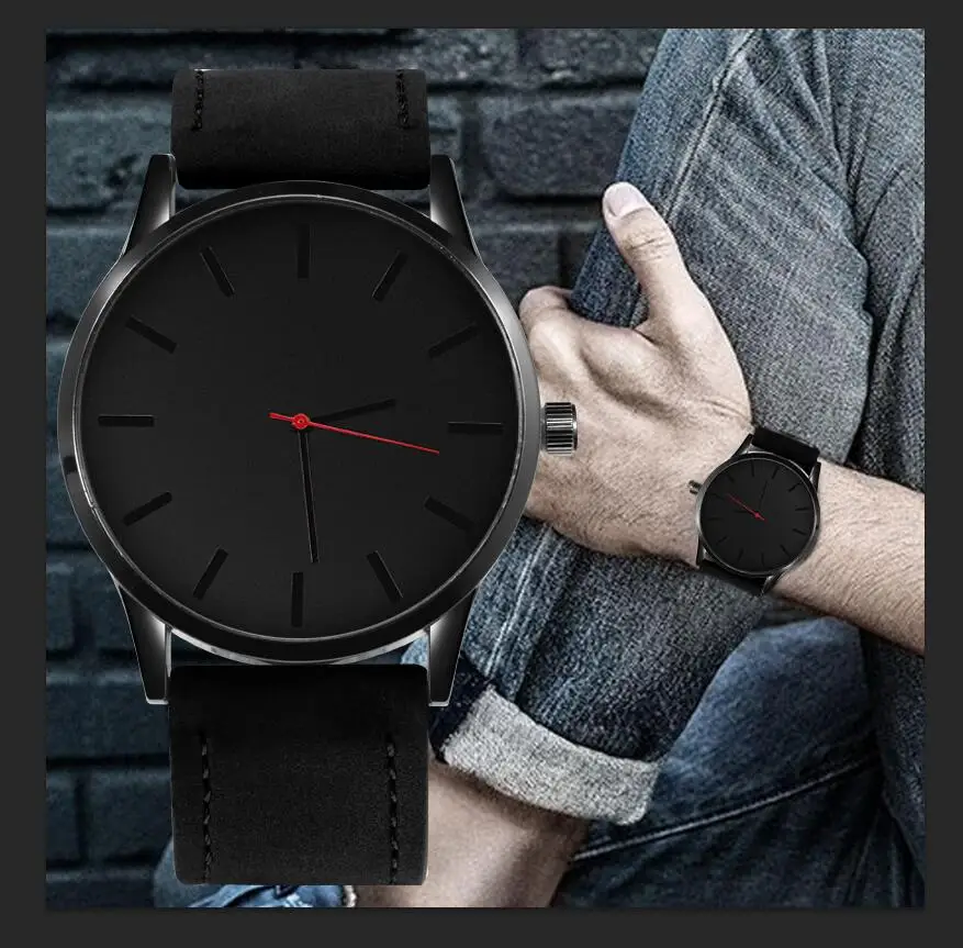 Мужские часы Relogio Masculino Модные Военные мужские с большим циферблатом кожаные