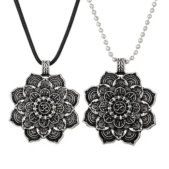

Om Lotus Mandala Pendant Necklace Tibetan Buddhist Protection Meditation Jewelry