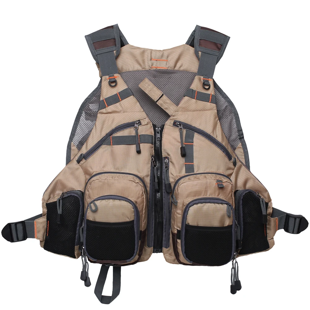 Fly Fishing Vest Adjustable Size Multiple Pockets Bass Fishing Mesh  Backpack for Men and Women