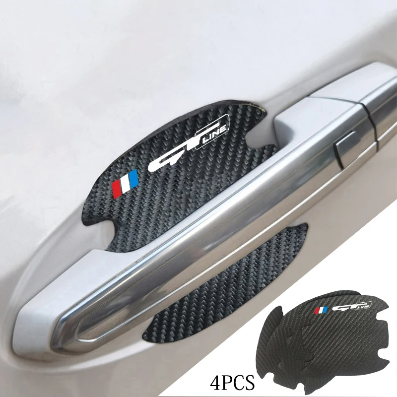 4 шт. из углеродного волокна автомобилей дверные ручки царапин кожи наклейки для