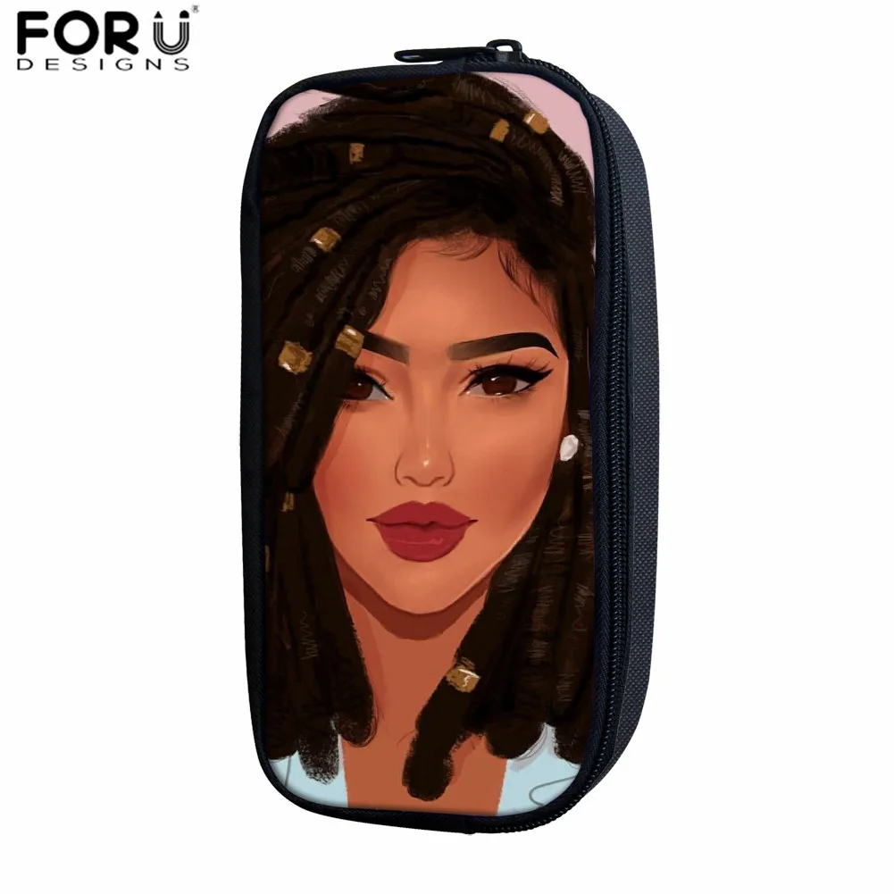 FORUDESIGNS/африканская женская сумка для макияжа для женщин-подростков, сумка-карандаш, классная черная, с принтом королевы, школьные принадлежности для девочек - Цвет: Z5121K