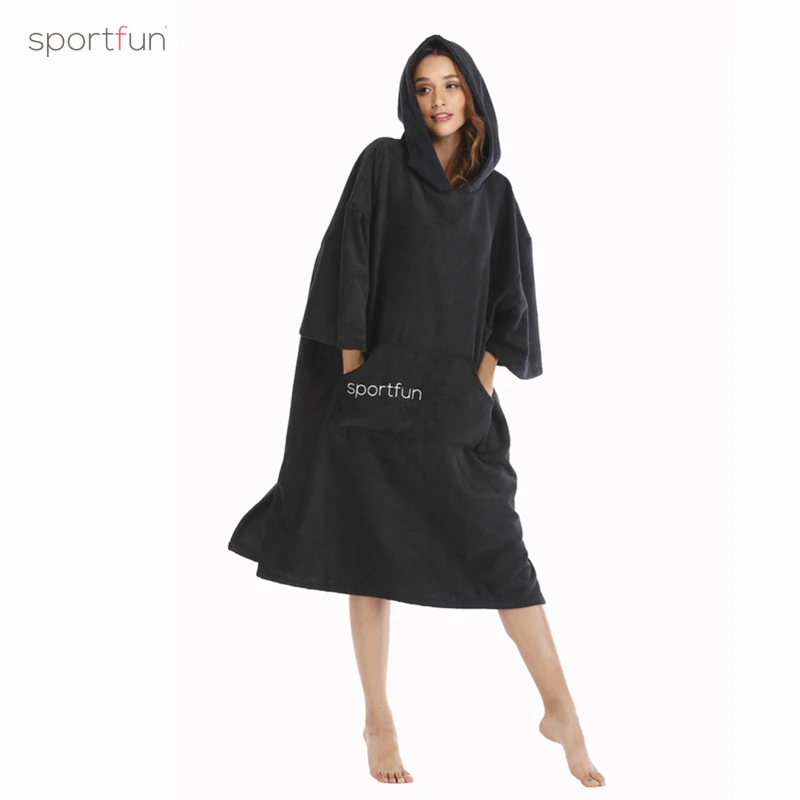 SPORTFUN, черный цвет, махровое полотенце, Стильное женское бикини, накидка с длинным рукавом, бикини, купальник для женщин, для занятий водными видами спорта
