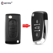 KEYYOU-funda de 3 botones para llave de coche, carcasa modificada para llave remota, para Citroen C2, C3, C4, C5, C6, C8, VA2, CE0536