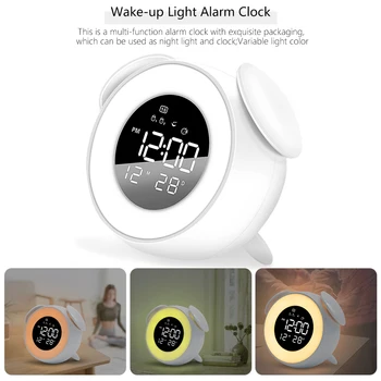 

Wake Up LED Night Light Digital Alarm Clock Electronic Touch Control Lamp Clock USB Electronic Table Alarm Clock