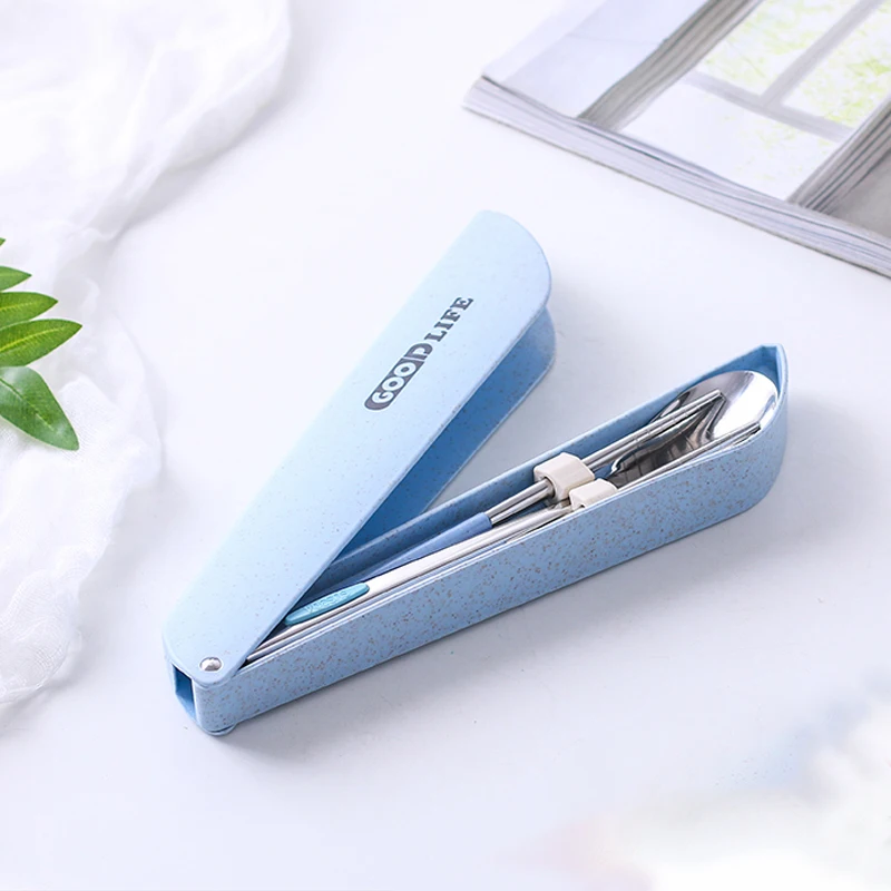 

Portable Children Student Lunch Dinnerware 304 Stainless Steel Chopsticks Spoon Set Lovely Tableware Box lunch Box
