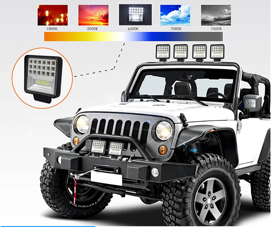 Nlpearl 4'' Light Bar/Work Light 72W 126W Led Work Lights for Off-road Tractors SUV Trucks Spot LED Light Bar Fog Lamp 12V 24V