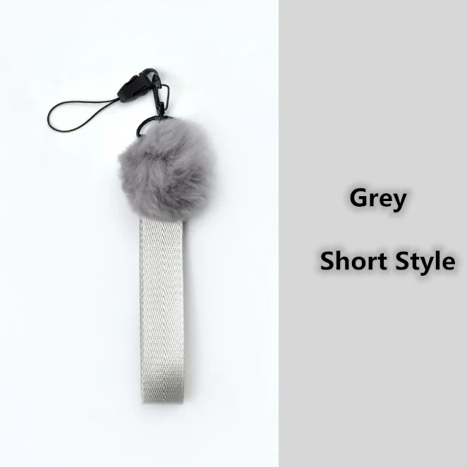 GreyShort Шерстяной шар сотовый телефон шеи ремешки с петлей анти-потеря широкополосный ремешок на запястье веревка для ключей ID карты USB бейдж держатель DIY повесить веревку - Цвет: GreyShort