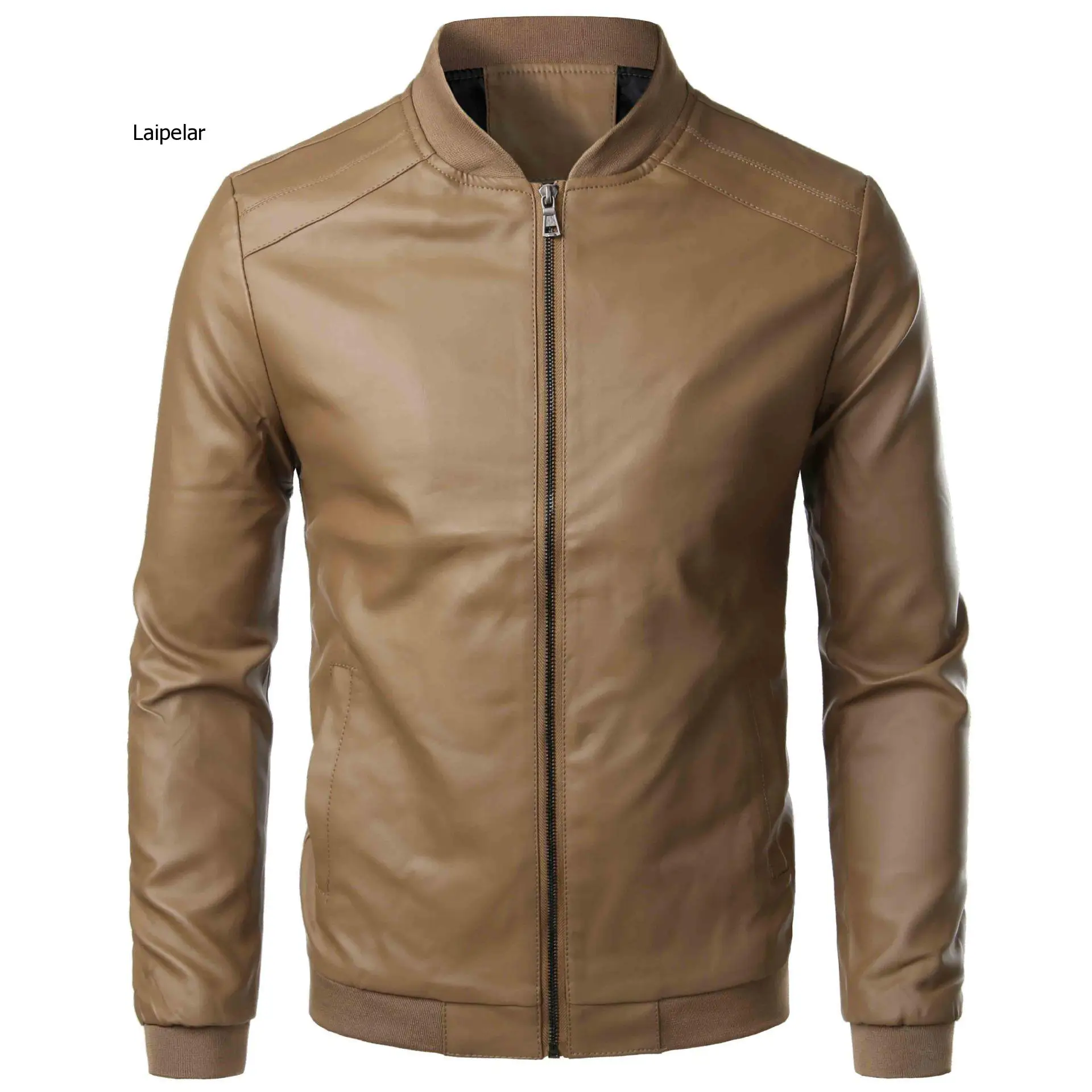 

Men's 2020 Autumn Leather Jacket Baseball Collar Pu Jacket Solid Top