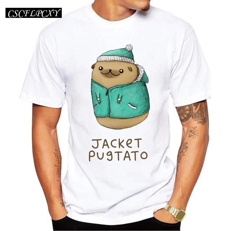2019 куртка Pugtato Мужская футболка с коротким рукавом повседневные топы в