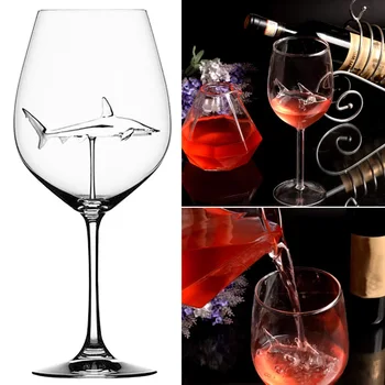 

Red Wine Glasses with Shark Inside Goblet Glass Lead-Free Clear Glass for Home Bar Party OCT998
