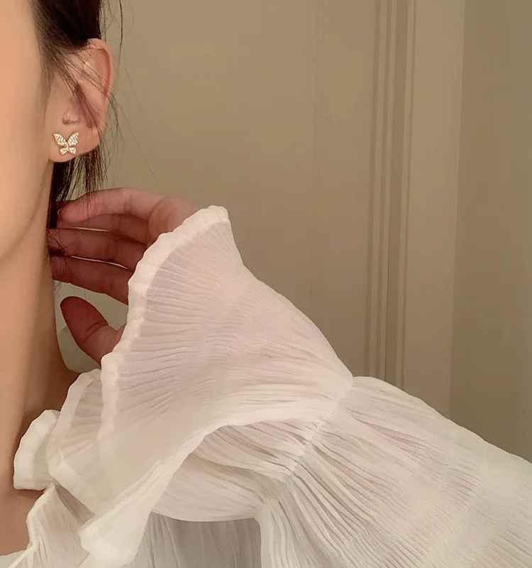 Elegant Cute Rhinestone Butterfly Earrings