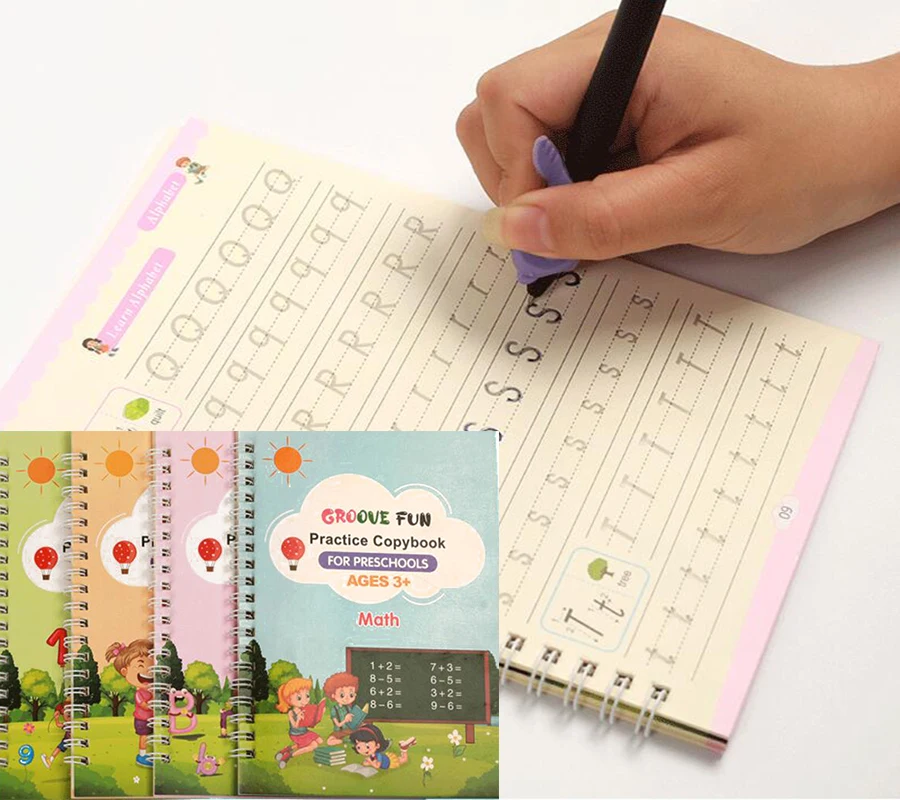 4 Books Children Copybook Handwriting Practice Reusable Book Magic Book For kids Calligraphy Write English copybook Calligraphy