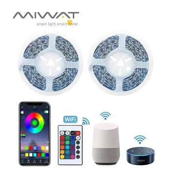 

5M/10M 20M WIFI RGB LED Strip 5050SMD LED Light Tape Flexible Ribbon DC24V DC12V+Remote Control+Power Adapter Full Set