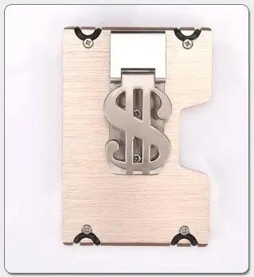 New Fashion Wallets Slim Aluminum Alloy Credit Card Pockets RFID Blocking Metal Money Clips Purse Mini Wallets - Цвет: Золотой
