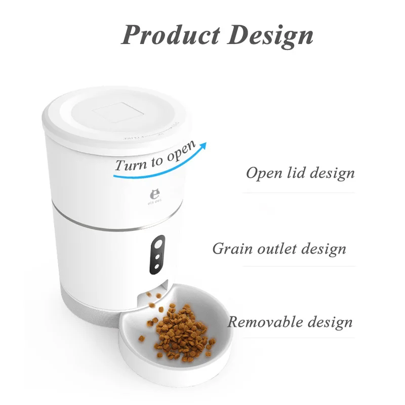 US $106.00 Pets Bingo Pet Automatic Feeder 4L Cat Food Container Smart Wifivideo Timing Quantitative Feeding Machine with Camera Dog Bowl