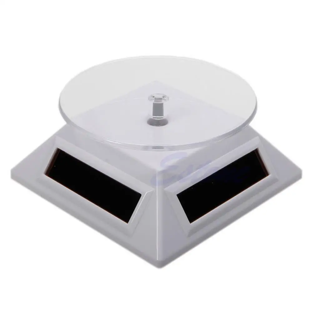 Солнечная энергия 360 Вращающийся дисплей Стенд поворотный стол пластина для телефона часы ювелирные изделия - Цвет: white
