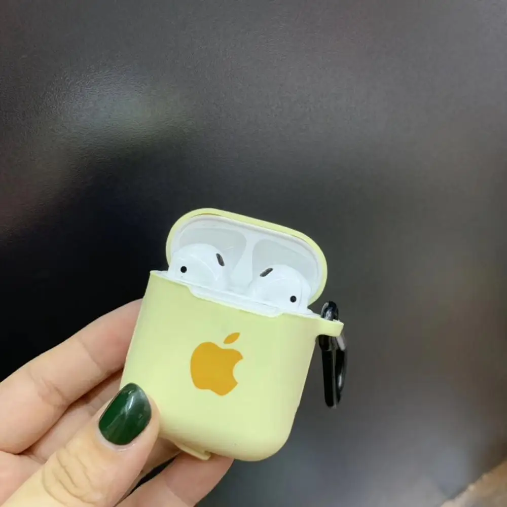 Для Apple AirPods 2 1, аксессуары для наушников, мягкий чехол с милым логотипом, карамельный цвет, чехол с крючками - Цвет: 7