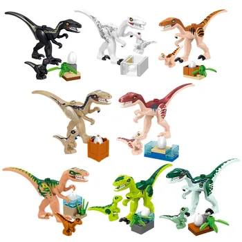 

8Pcs Jurassic World Park Dinosaur Indomirus T-Rex Triceratops Baby Figures Building Blocks Bricks Learning For Children Gift Toy