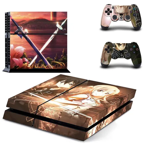 QPTM0292 Sword Art онлайн SAO полное покрытие лицевые панели наклейка для PS4 Наклейка для playstation 4 консоль и контроллеры наклейка для PS4 виниловая наклейка - Color: QPTM0292