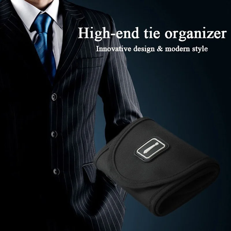 Newly Men Necktie Roll Organizer Bag Nylon Tie Case Storage Waterproof for Business Travel J9 - Цвет: Черный