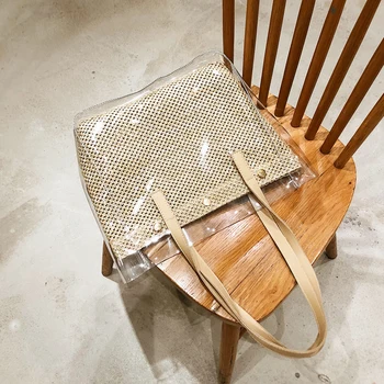 

Big capacity transparent bag 2020 new fashion women's bag web celebrity one shoulder bag summer versatile tote bag