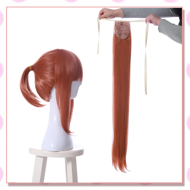 Горячая Doki Literature Club Косплей волосы Monika косплей парик Головные уборы игра Cos длинные красные пони синтетические волосы аксессуары