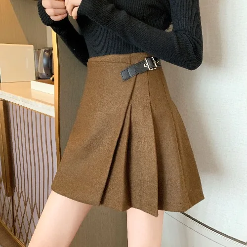 Faldas mujer moda империя плиссированные Твердые Англия Стиль ins высокая талия юбки женская одежда весна осень модный бренд