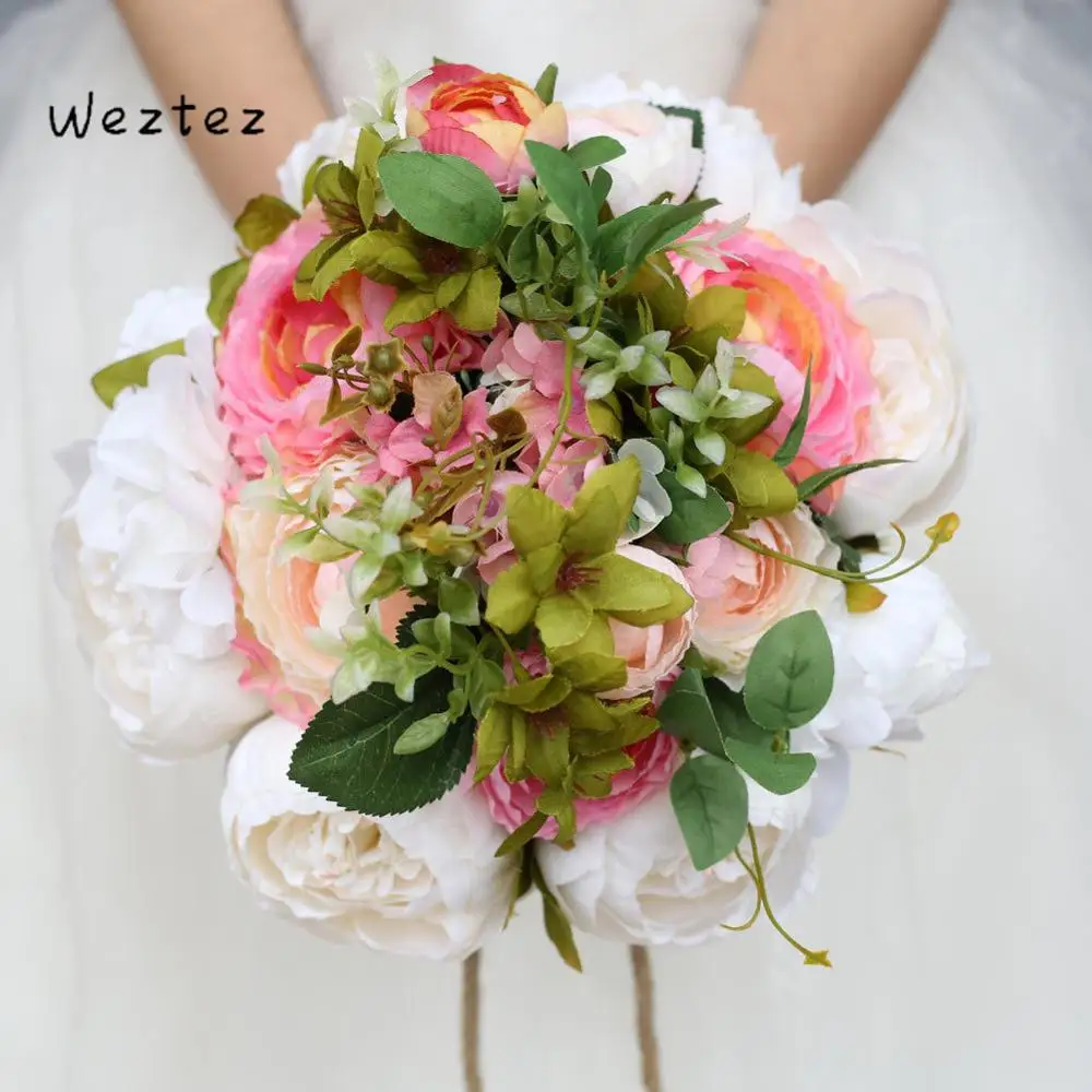 Винтажная Свадебная подвенечная букет Искусственные Шелковые цветы смешанные и сочетающиеся букет ручной работы Цветы для домашнего