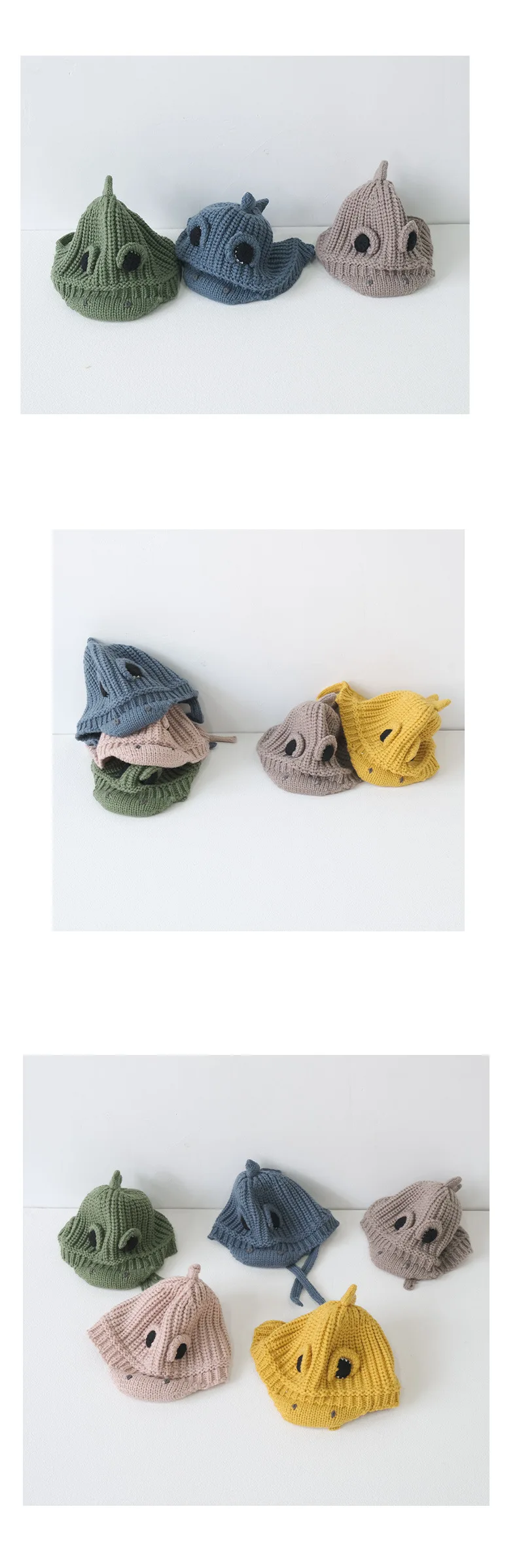 Осенне-зимние теплые детские шапки Skullie Beanies с мультяшным динозавром модные аксессуары для девочек QNC